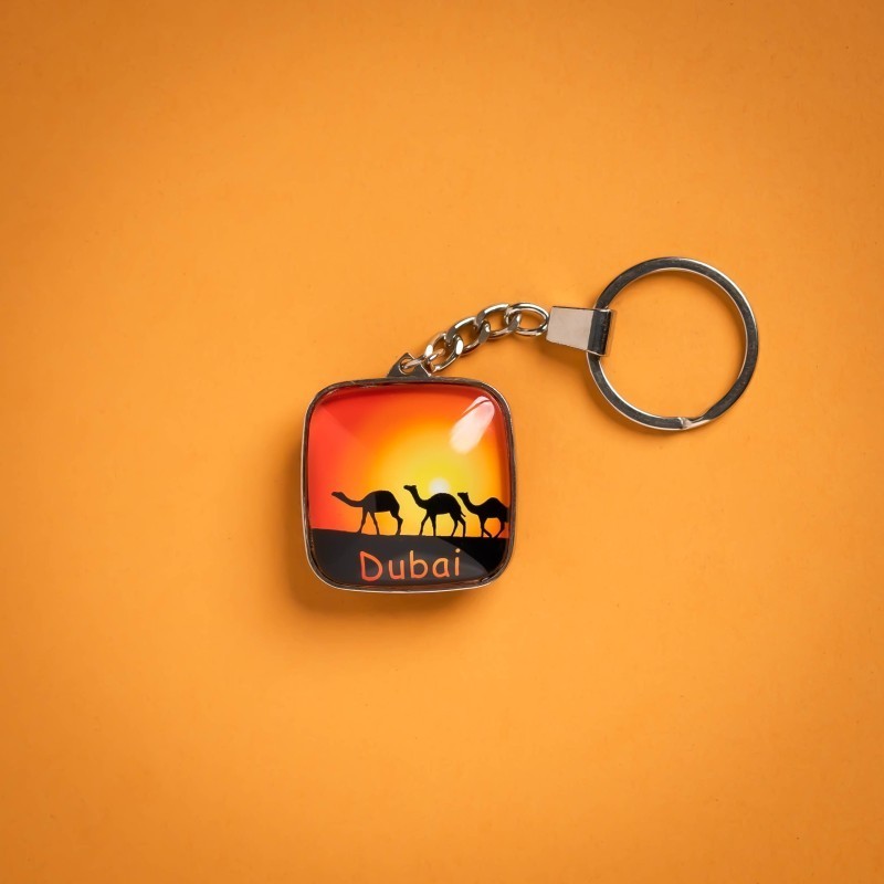 Camel Safari Dubai Glass Keychain